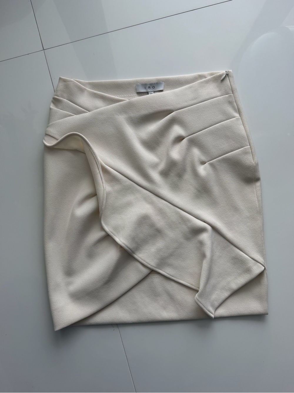 IRO Cream Draped Wrap-Effect Mini Skirt — Size 38 (US 6)